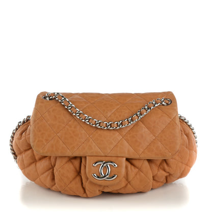 Chanel Washed Lambskin Quilted Medium Chain Around Messenger Dark Beige 1 of 7