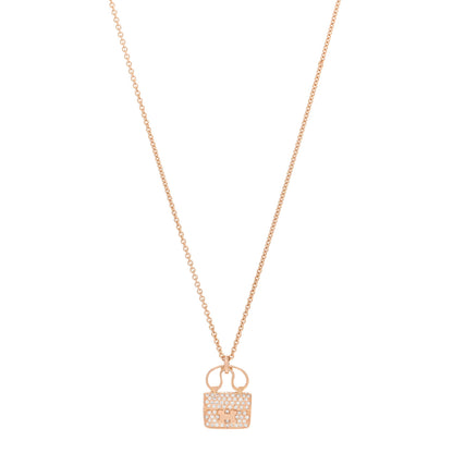 Hermes 18K Rose Gold Diamond Constance Amulette Pendant Necklace 1 of 5