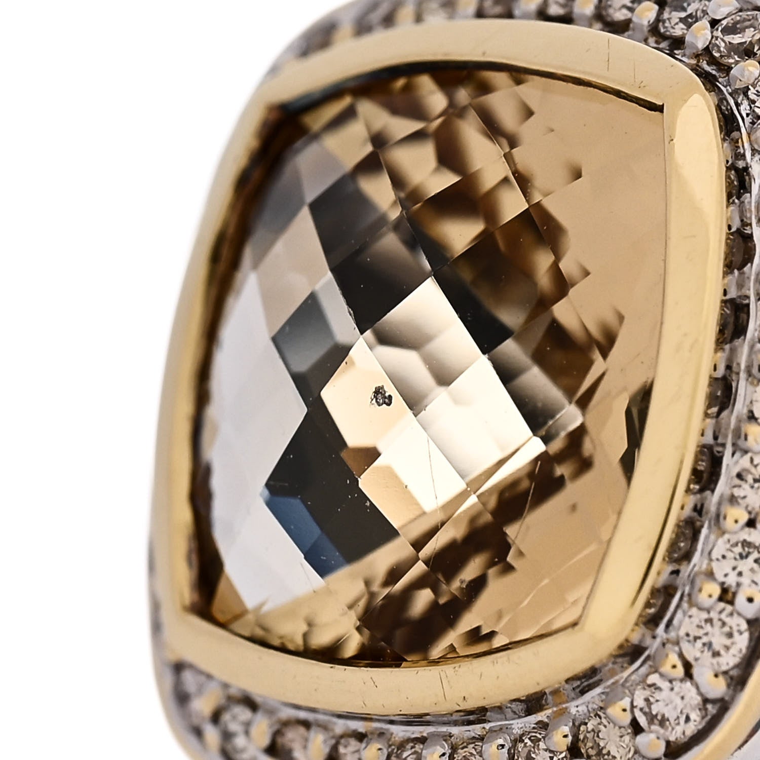 David Yurman Sterling Silver 18K Yellow Gold Diamond Citrine 11mm Albion Ring 49 5 5 of 6