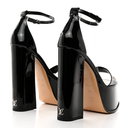 Louis Vuitton LOUIS VUITTON Patent Calfskin Fame Platform Sandal 37.5 Black 4 of 9