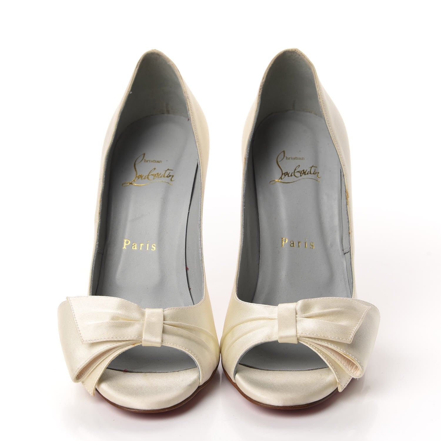 Christian Louboutin Crepe Satin Just Soon 100 Peep Toe Pumps 38 Off White 2 of 14