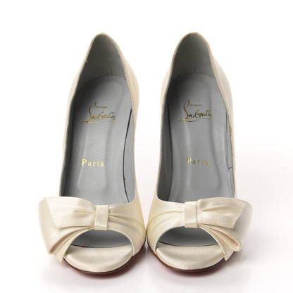 Christian Louboutin Crepe Satin Just Soon 100 Peep Toe Pumps 38 Off White 2 of 14