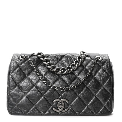 Chanel Aged Calfskin Quilted Medium Pondichery Flap Dark Grey 1 of 9