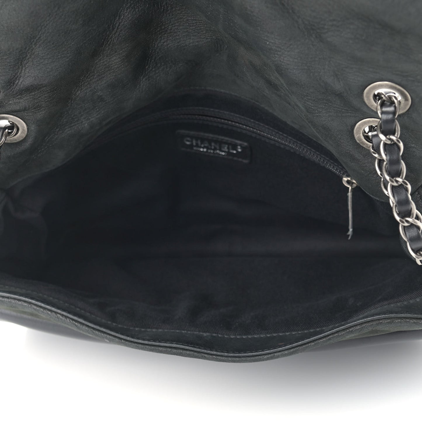 Iridescent Calfskin Jumbo In the Mix Double Flap Black