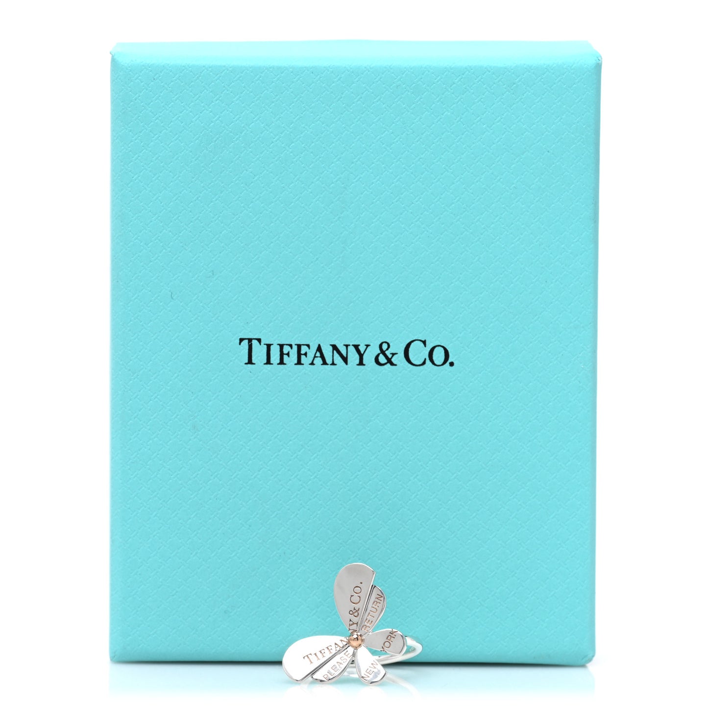 Sterling Silver 18K Rose Gold Return to Tiffany Love Bugs Butterfly Ring 52 6