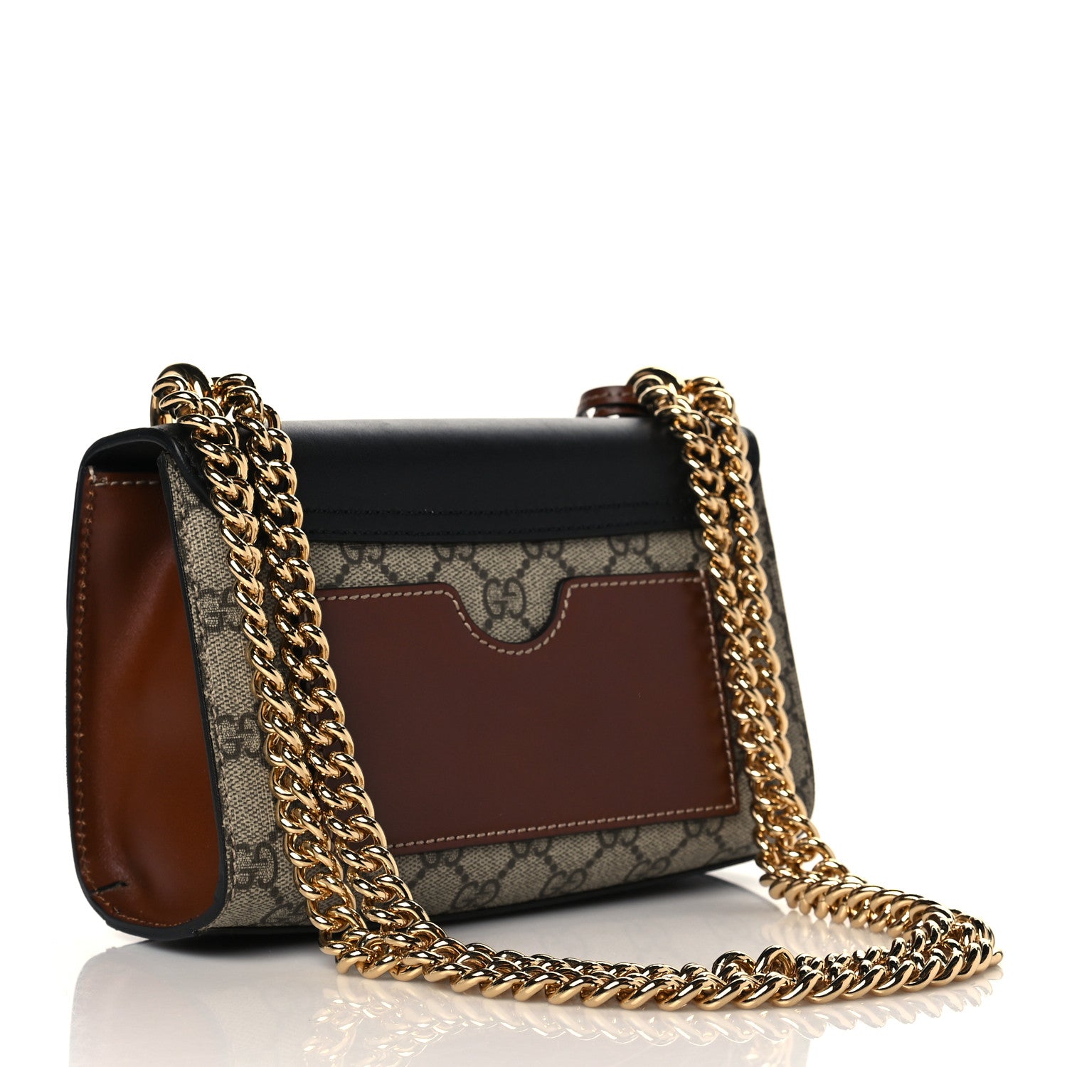 Gucci GG Supreme Monogram Calfskin Small Padlock Shoulder Bag Beige Black Cuir 3 of 12