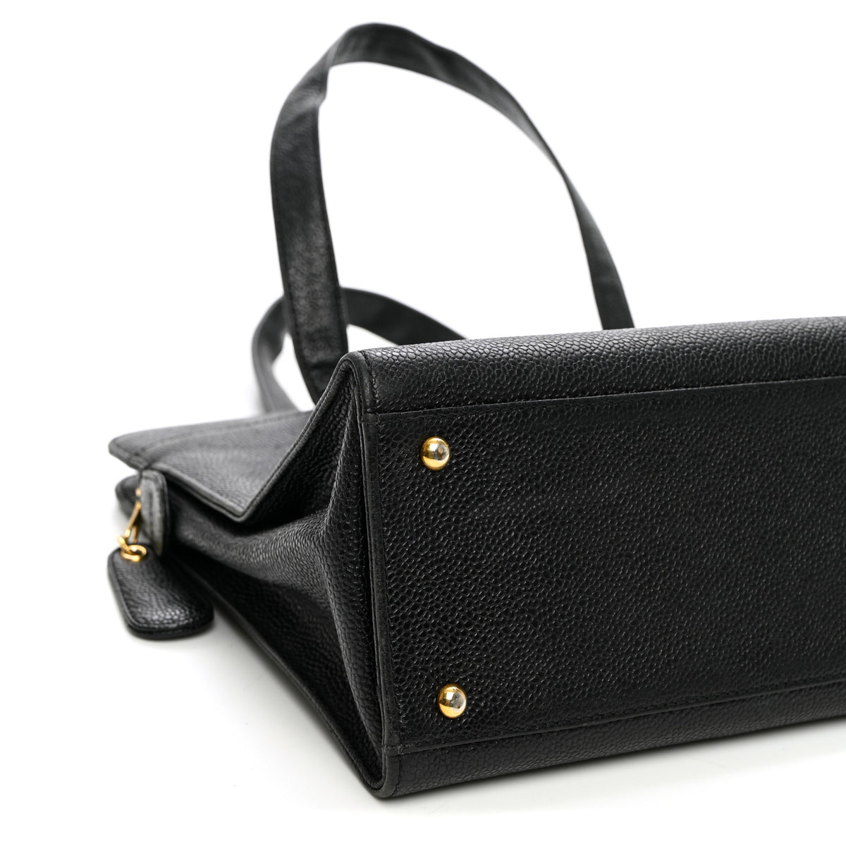 Caviar Embroidered Logo Shoulder Bag Black