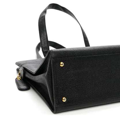 Chanel Caviar Embroidered Logo Shoulder Bag Black 9 of 11