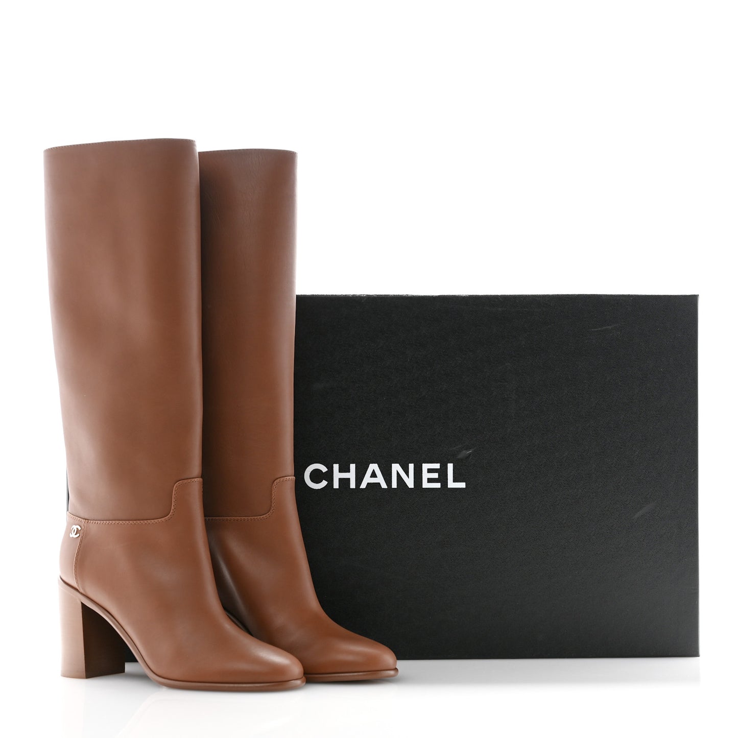Calfskin Tall CC Boots 39 Brown