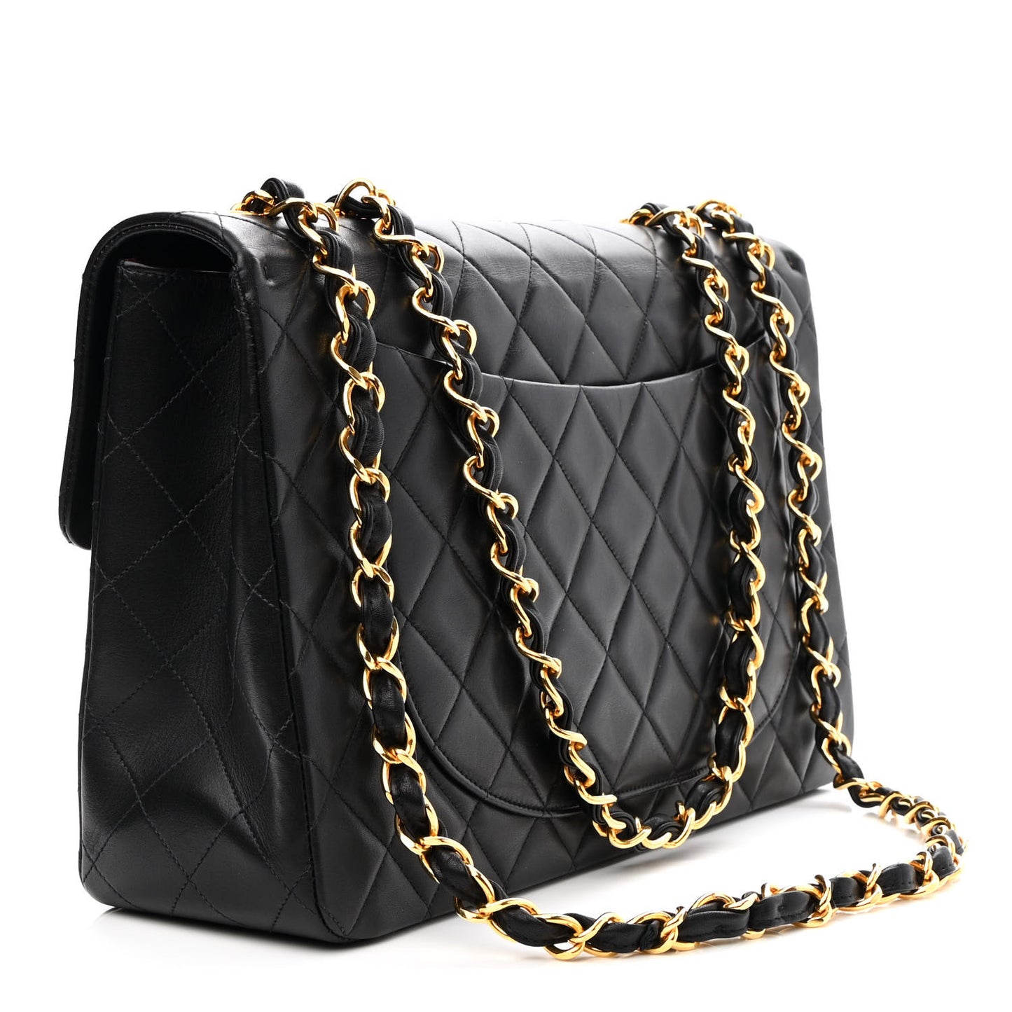Lambskin Quilted XL Jumbo Single Flap Black