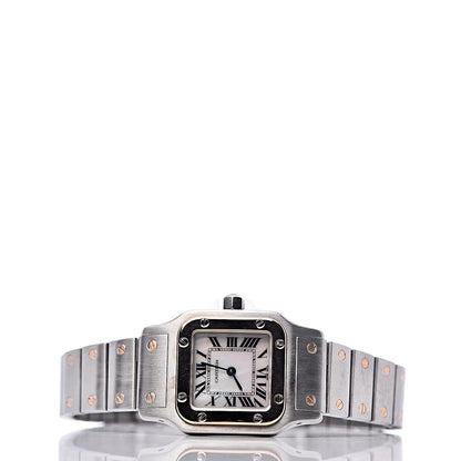 Cartier Stainless Steel 18K Pink Gold Mother of Pearl 24mm Santos de Cartier Galbee Quartz Watch 3 of 8