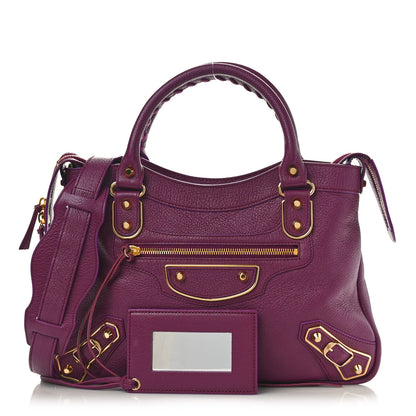 Balenciaga Chevre Gold Metallic Edge Hardware Town Violet Prune 2 of 12