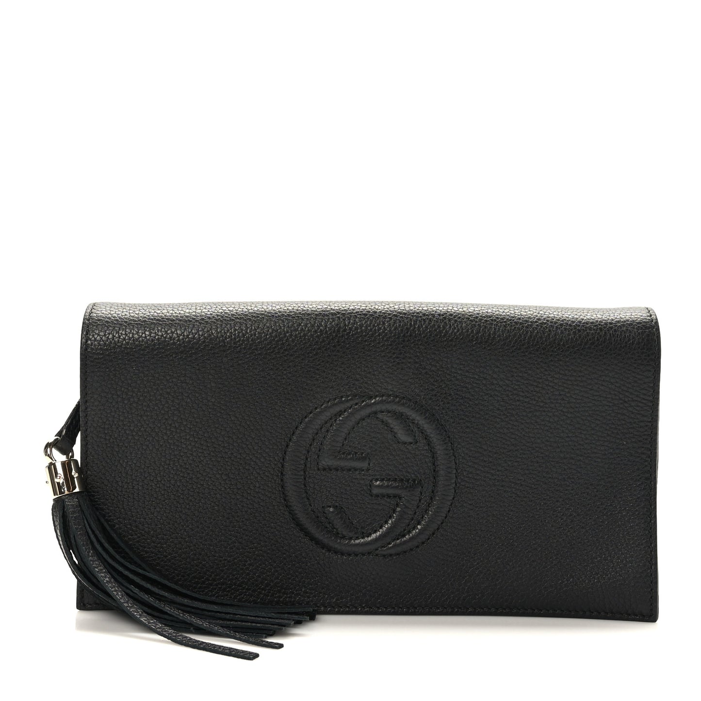Pebbled Calfskin Medium Soho Clutch Black