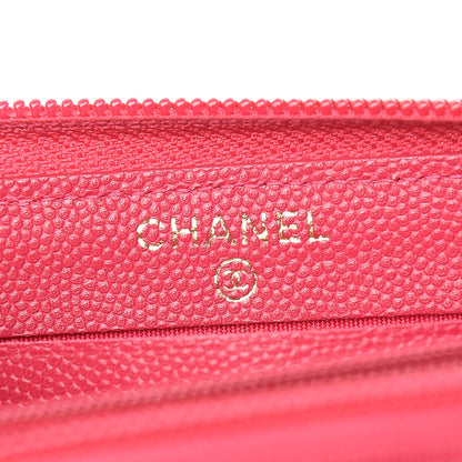 Chanel Caviar Quilted Small Boy Zip Around Wallet Fuchsia 6 of 11