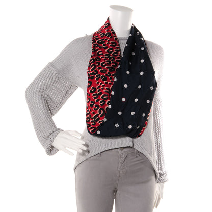 Louis Vuitton Silk Leopard Snood Scarf Red Rouge Blue Infini 2 of 5
