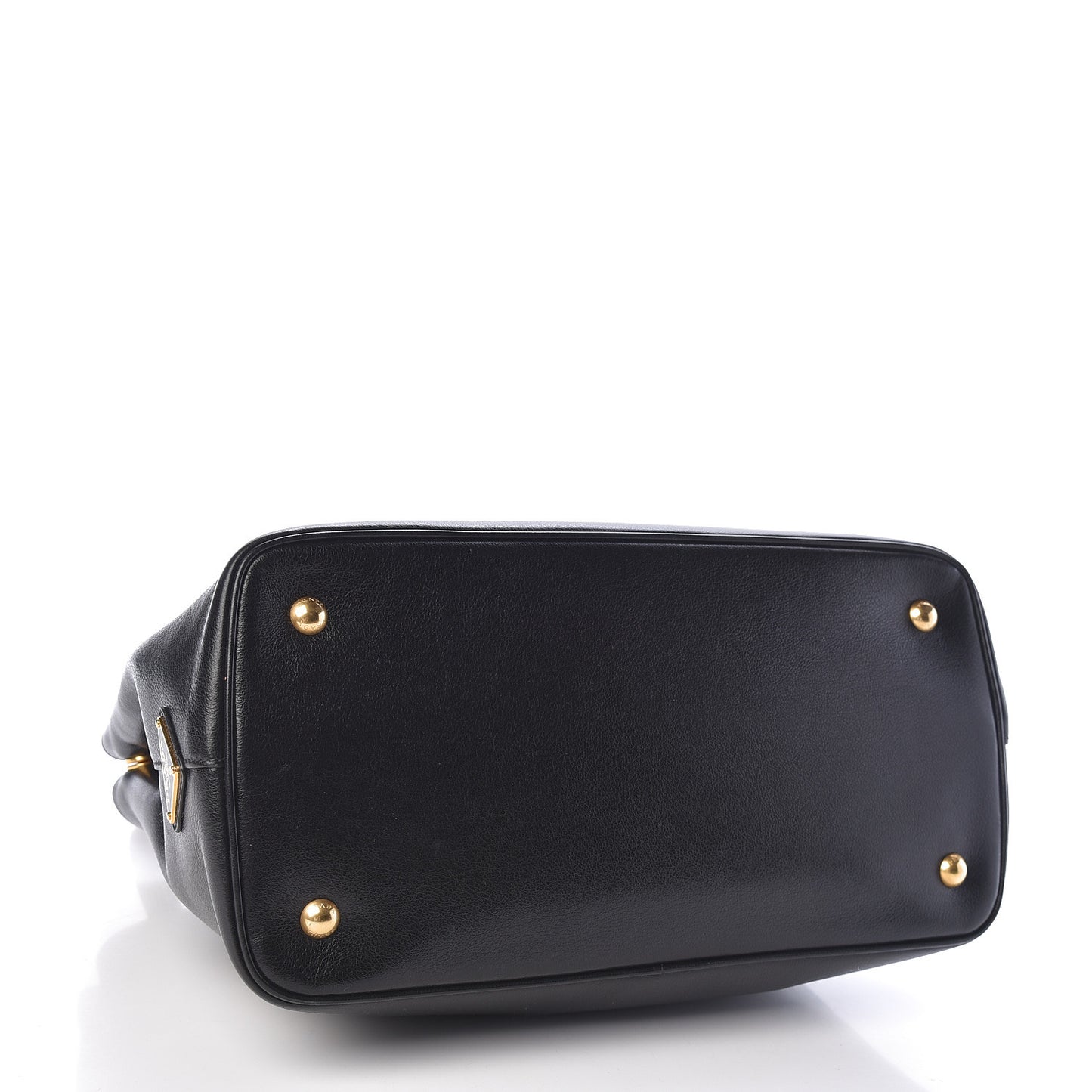Glace Calfskin Embossed Logo Tote Black