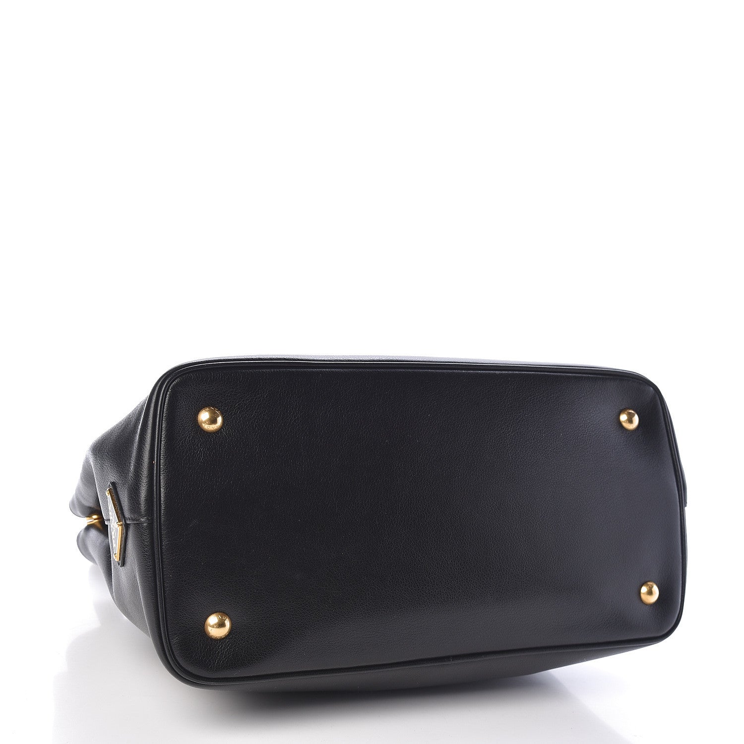 Prada Glace Calfskin Embossed Logo Tote Black 5 of 11