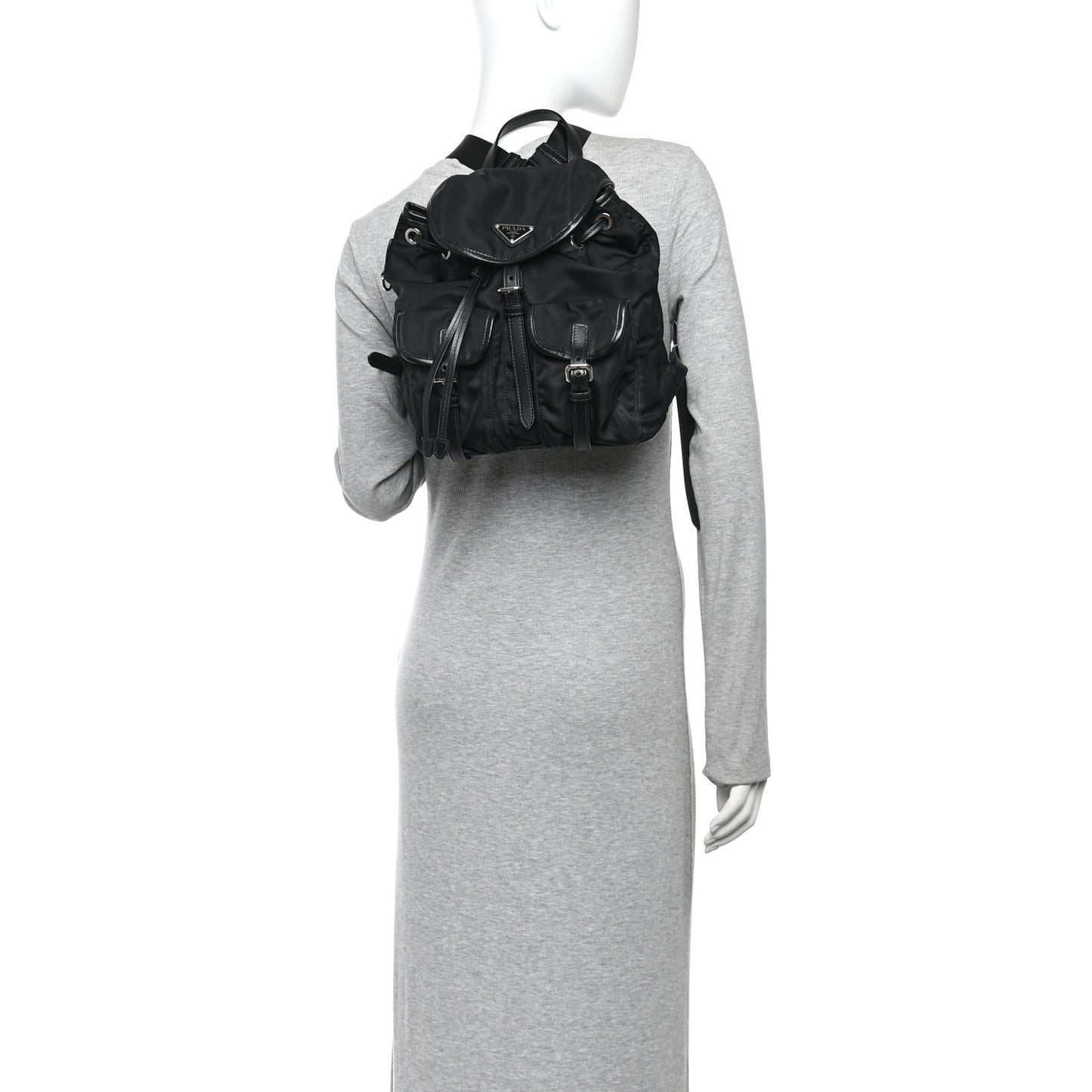 Tessuto Nylon Soft Calfskin Small Backpack Black