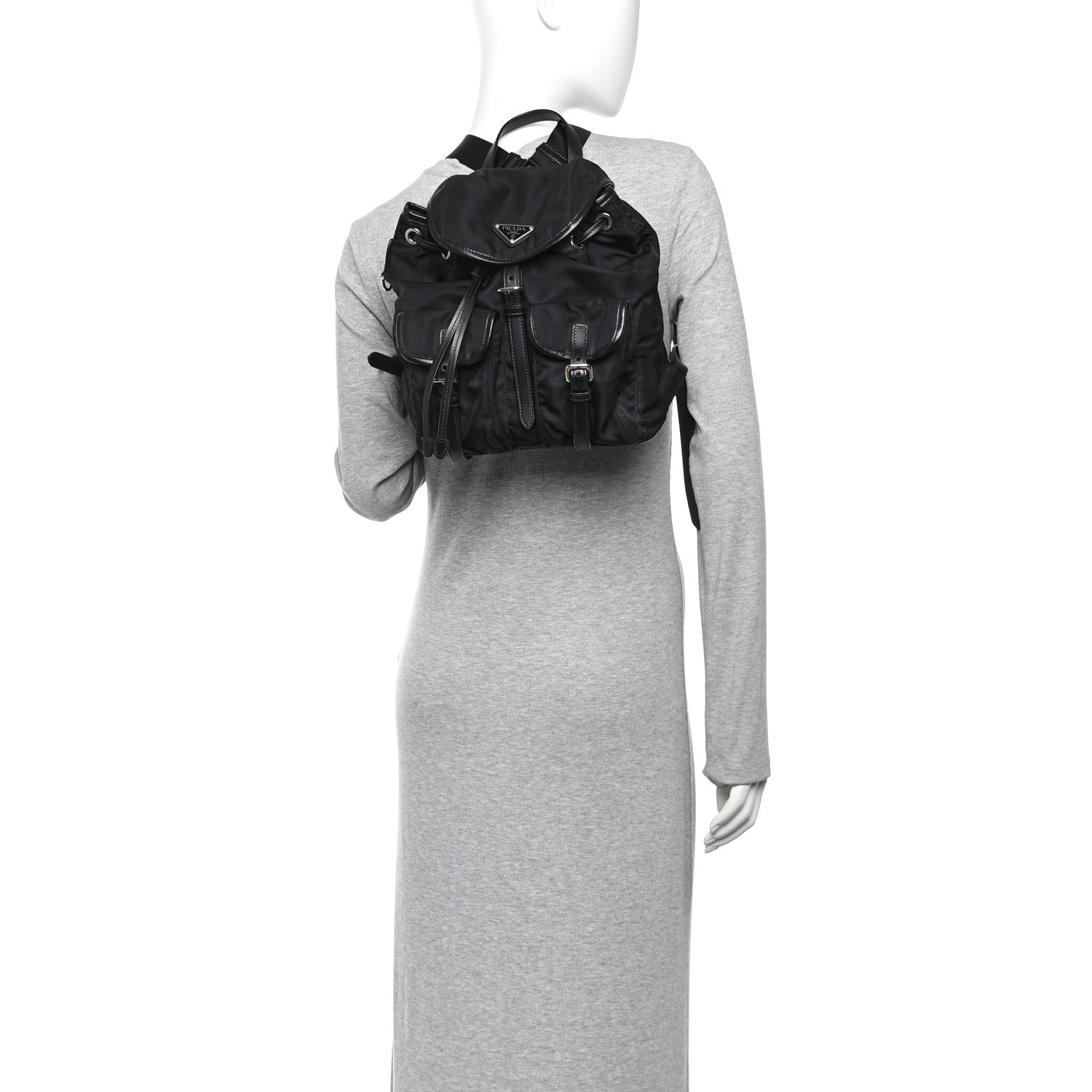 Prada Tessuto Nylon Soft Calfskin Small Backpack Black 2 of 9