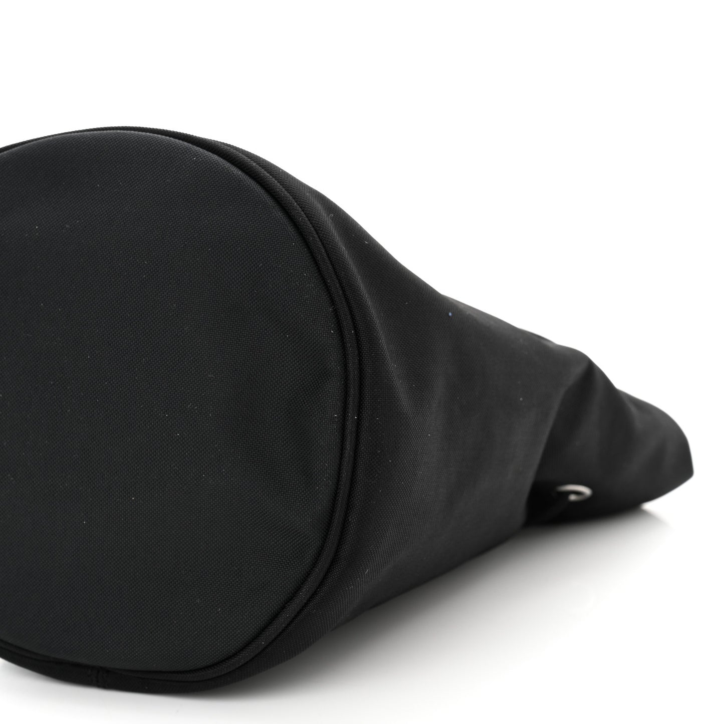 Recycled Sport Nylon Logo Embroidered Wheel Drawstring Bucket Bag Black White