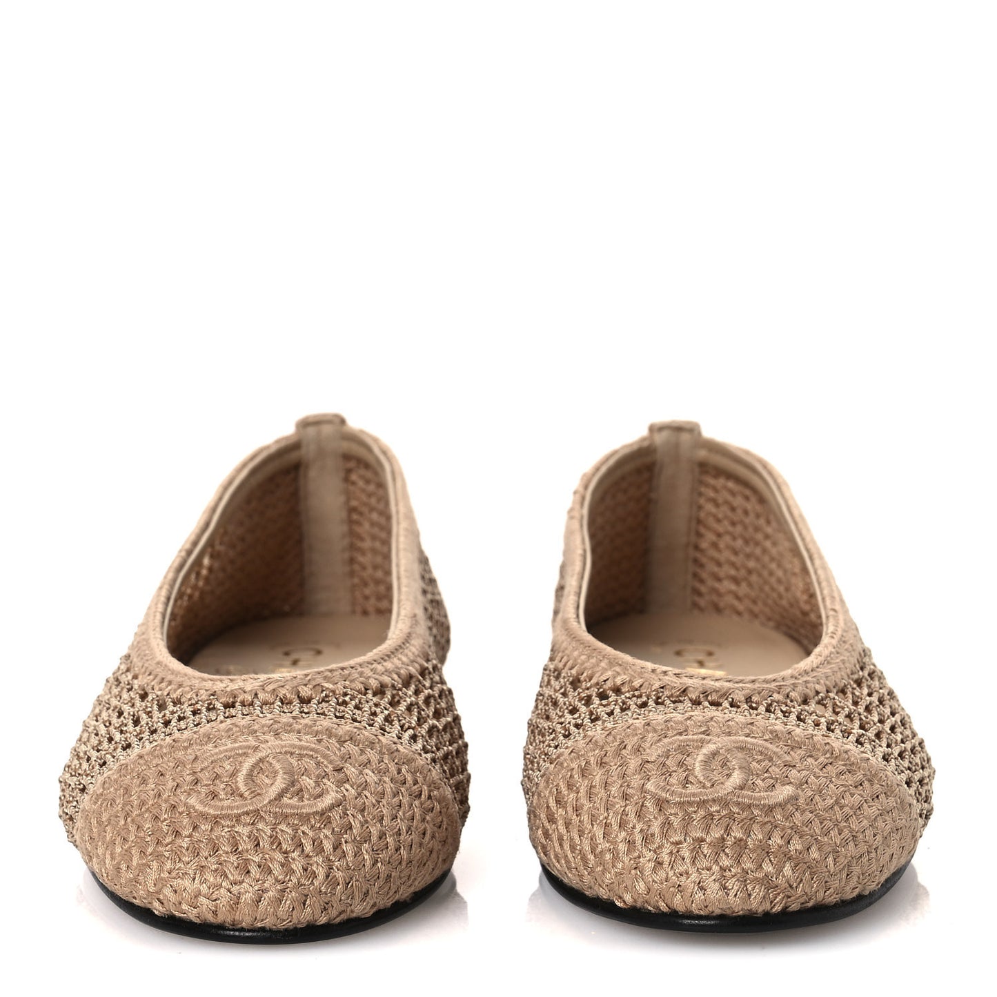 Raffia Cap Toe Ballerina Flats 36 Beige
