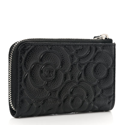 Chanel Caviar Camellia Embossed Key Holder Case Black 3 of 8