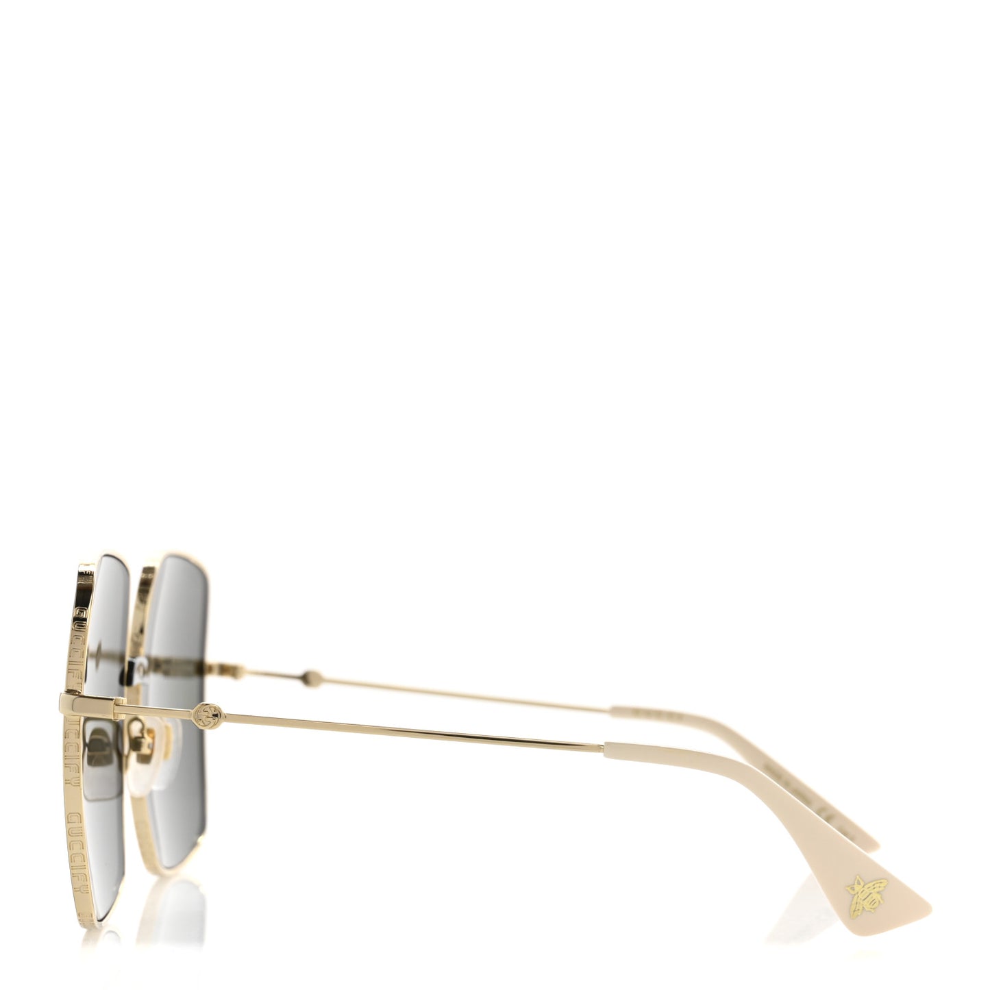 Metal Rectangular Guccify Frame Sunglasses GG0414S Gold