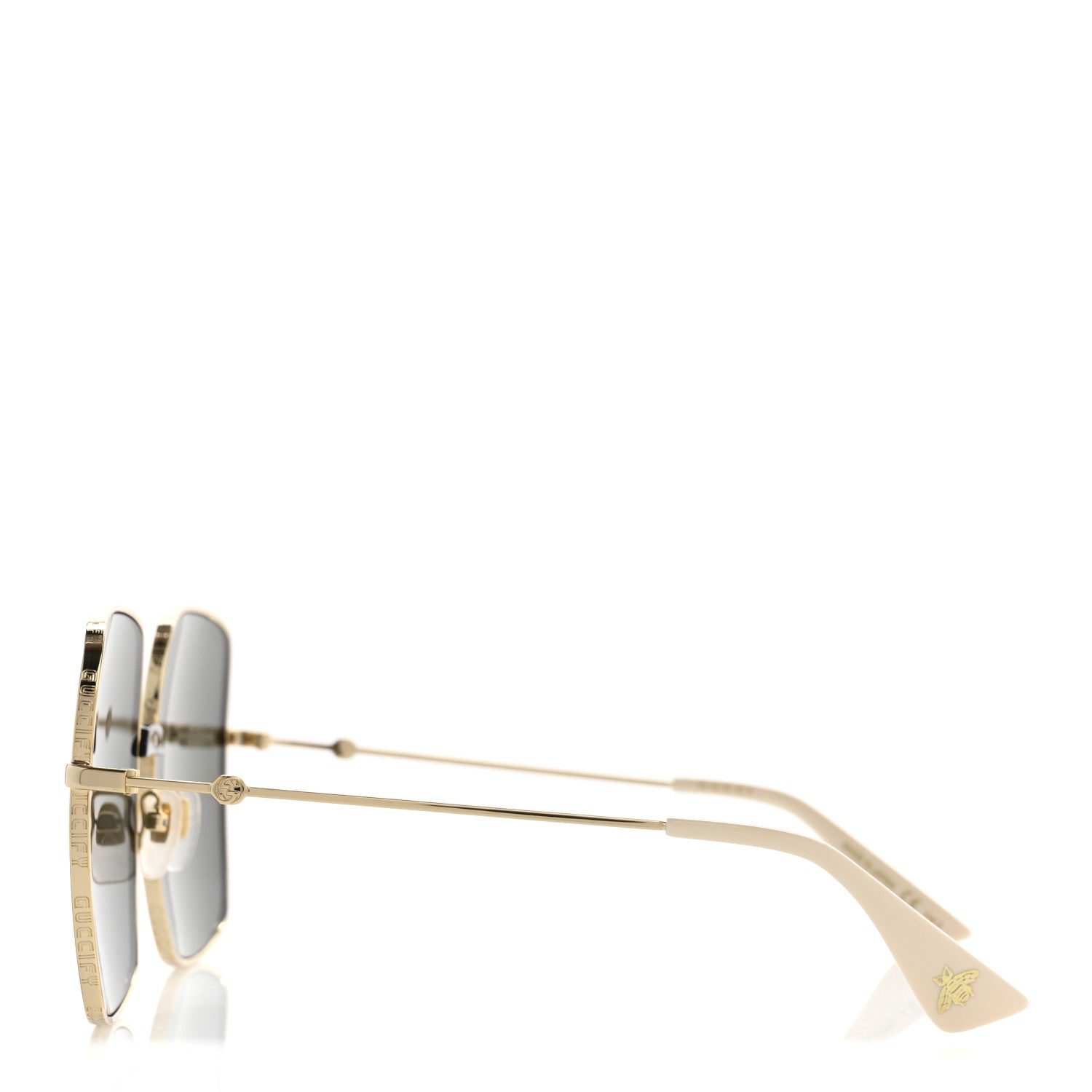 Gucci Metal Rectangular Guccify Frame Sunglasses GG0414S Gold 3 of 8