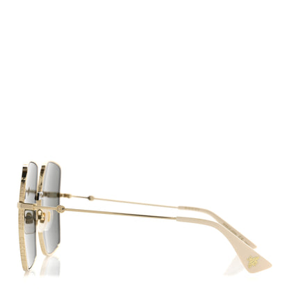 Gucci Metal Rectangular Guccify Frame Sunglasses GG0414S Gold 3 of 8
