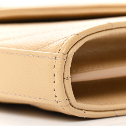 Saint Laurent Grain De Poudre Matelasse Chevron Monogram Chain Wallet Nude Powder 11 of 12
