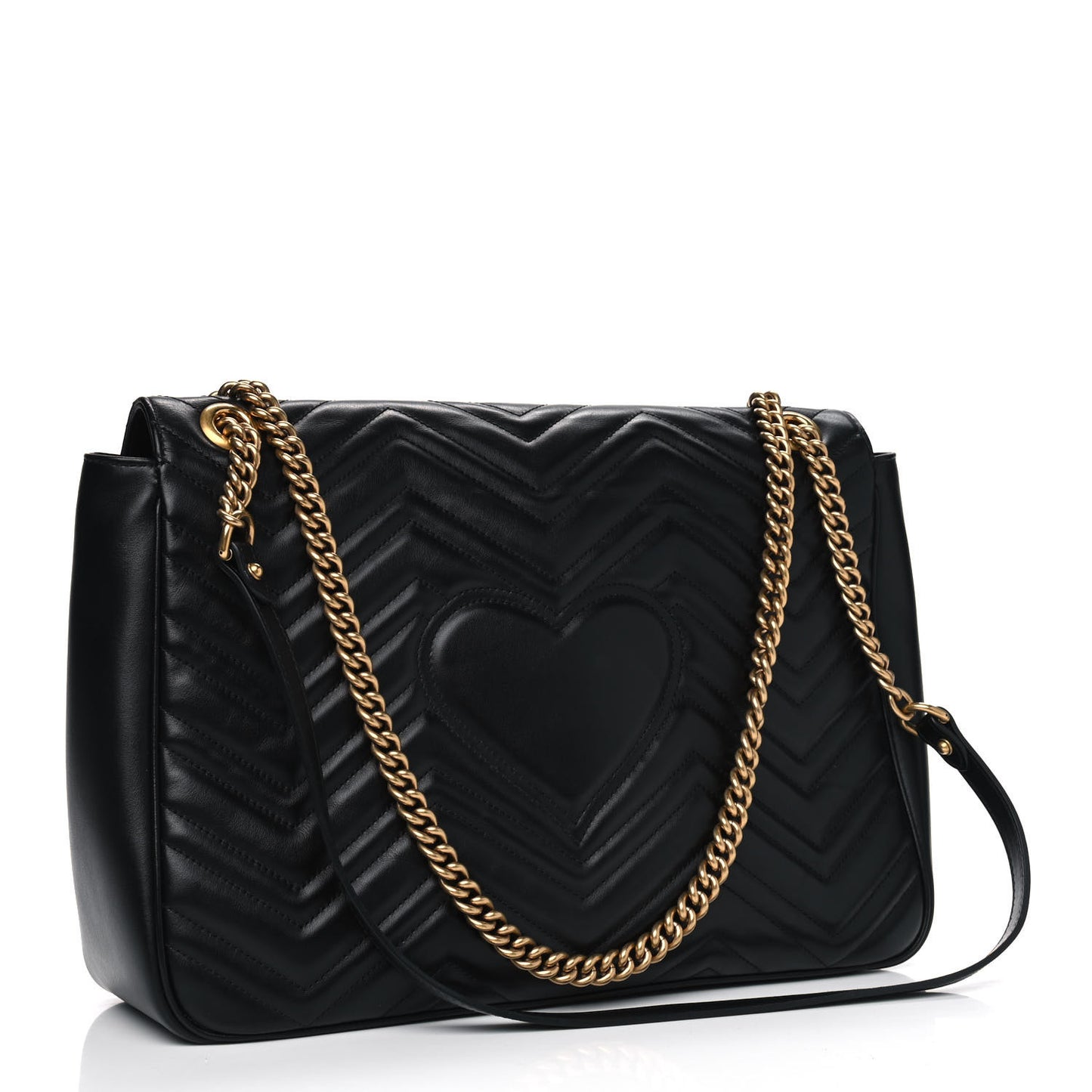Calfskin Matelasse Large GG Marmont Shoulder Bag Black