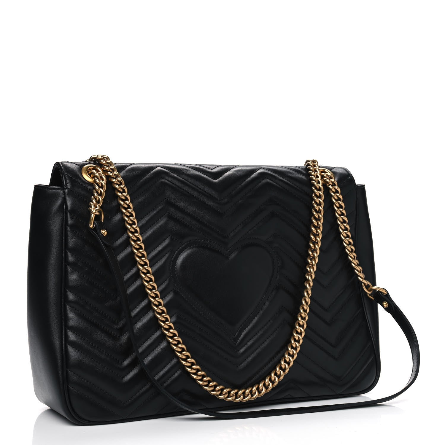 Gucci Calfskin Matelasse Large GG Marmont Shoulder Bag Black 2 of 5