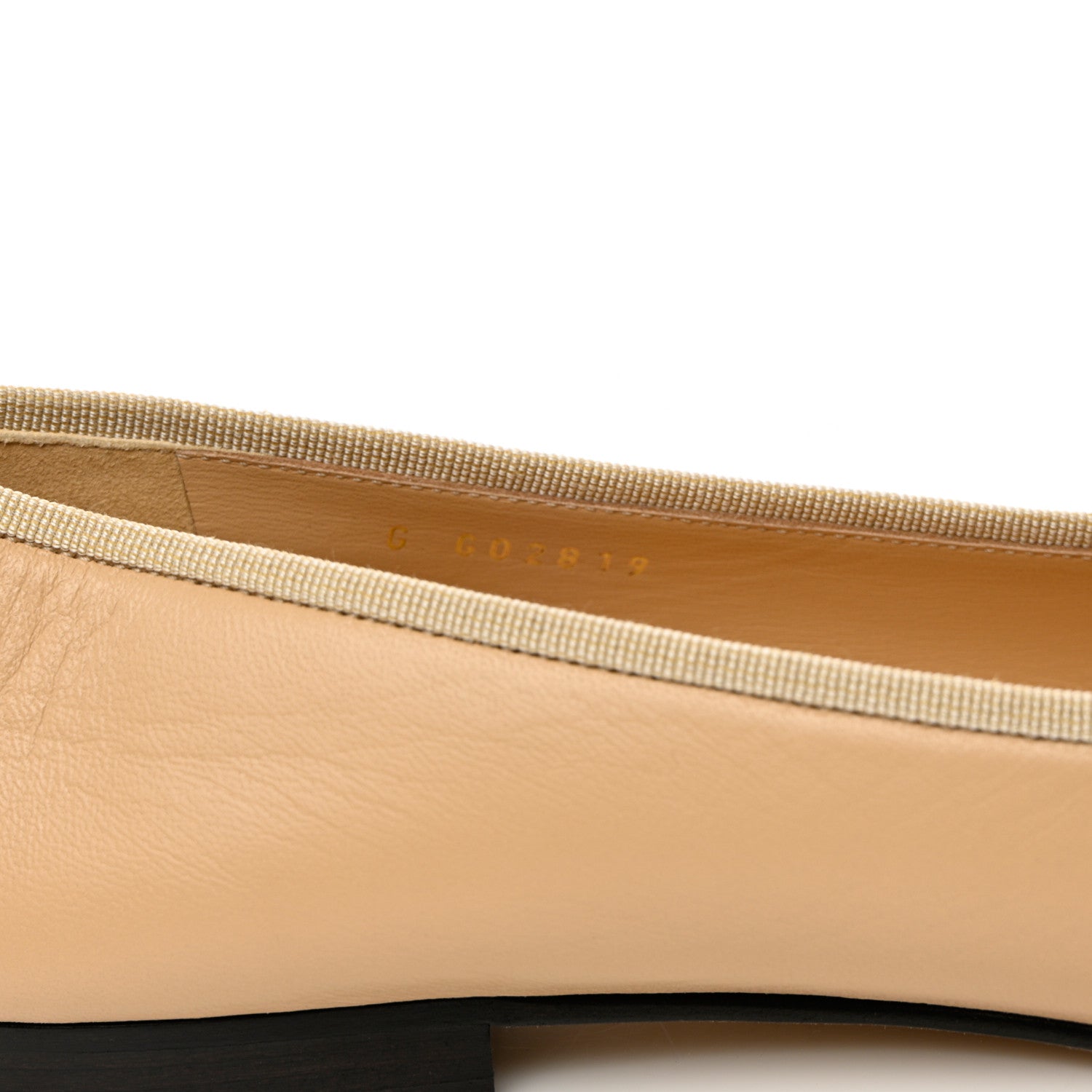 Chanel Lambskin Cap Toe CC Ballerina Flats 37.5 Beige Black 8 of 9