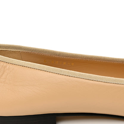 Chanel Lambskin Cap Toe CC Ballerina Flats 37.5 Beige Black 8 of 9