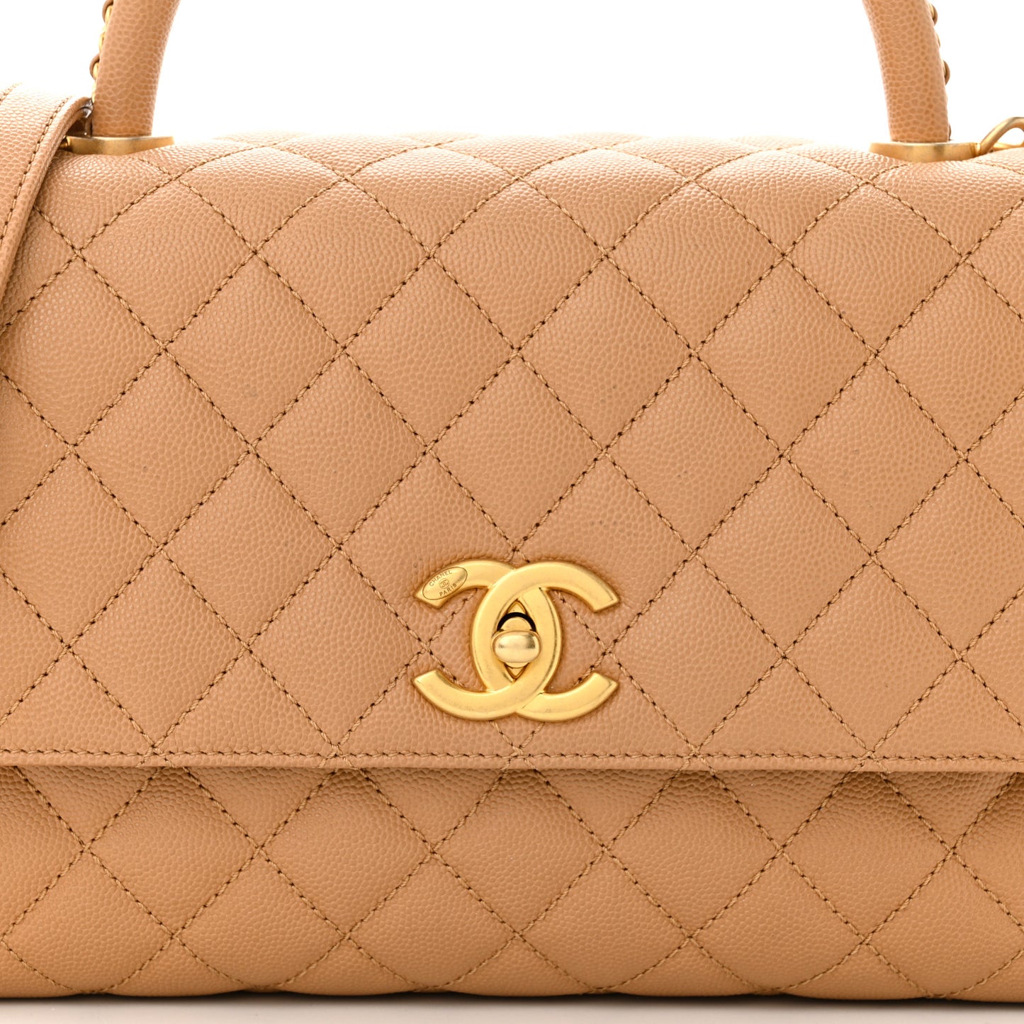 Caviar Quilted Small Coco Chain Handle Flap Brown