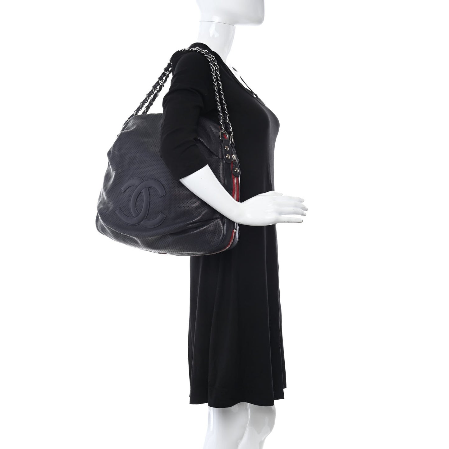 Lambskin Perforated Baseball Spirit Ligne Bag Navy