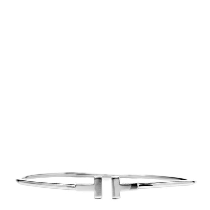 Tiffany 18K White Gold Narrow T Wire Bracelet 1 of 5