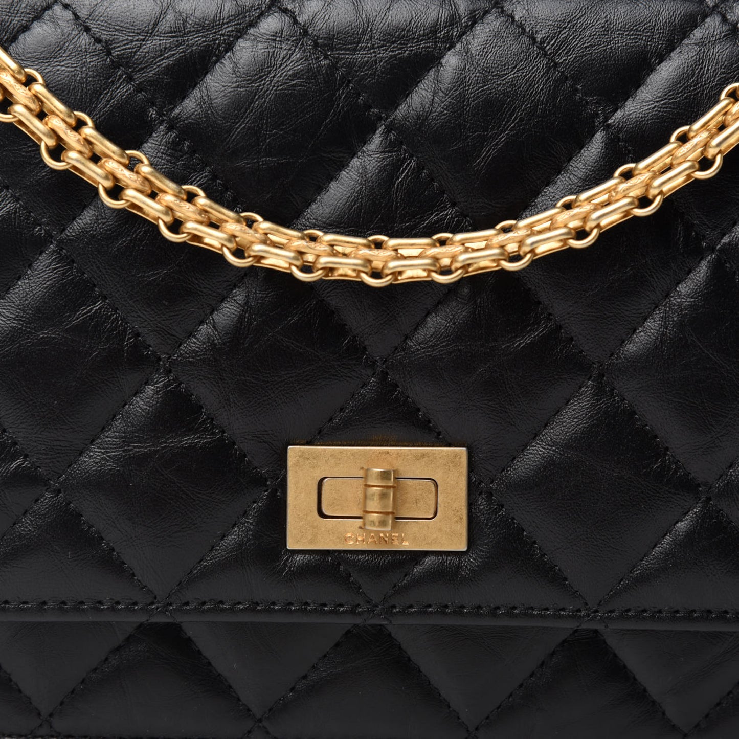 Aged Calfskin Quilted Reissue Wallet On Chain WOC Black