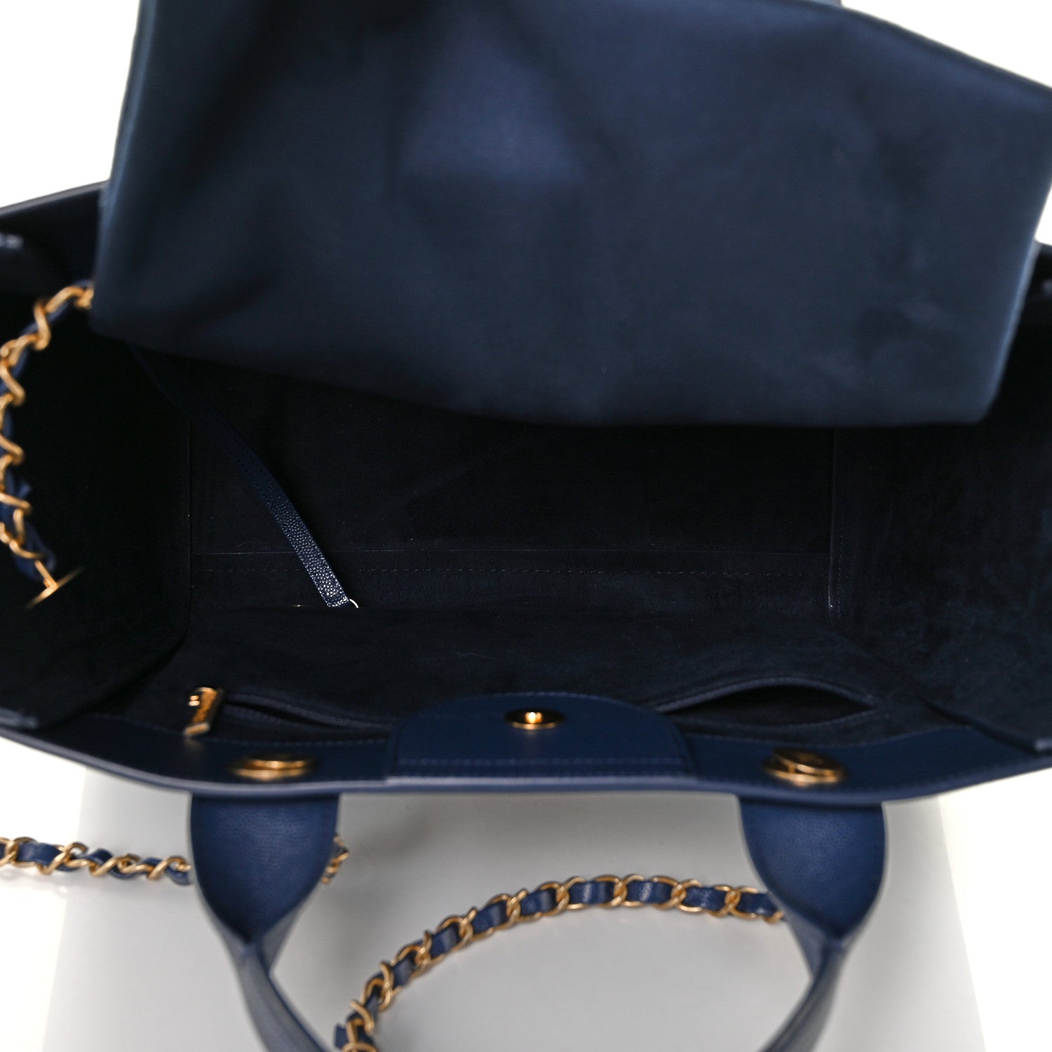 Chanel Caviar Small Studded Deauville Tote Navy 6 of 11