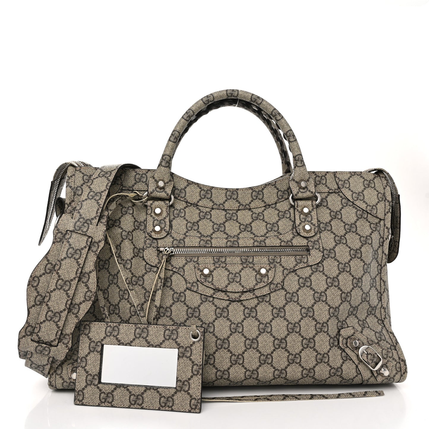 X GUCCI GG Supreme Monogram Neo Classic Silver Hardware City Beige Ebony
