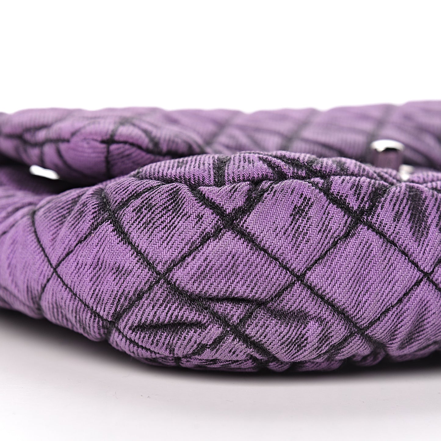 Denim Quilted Small Flap Purple Black