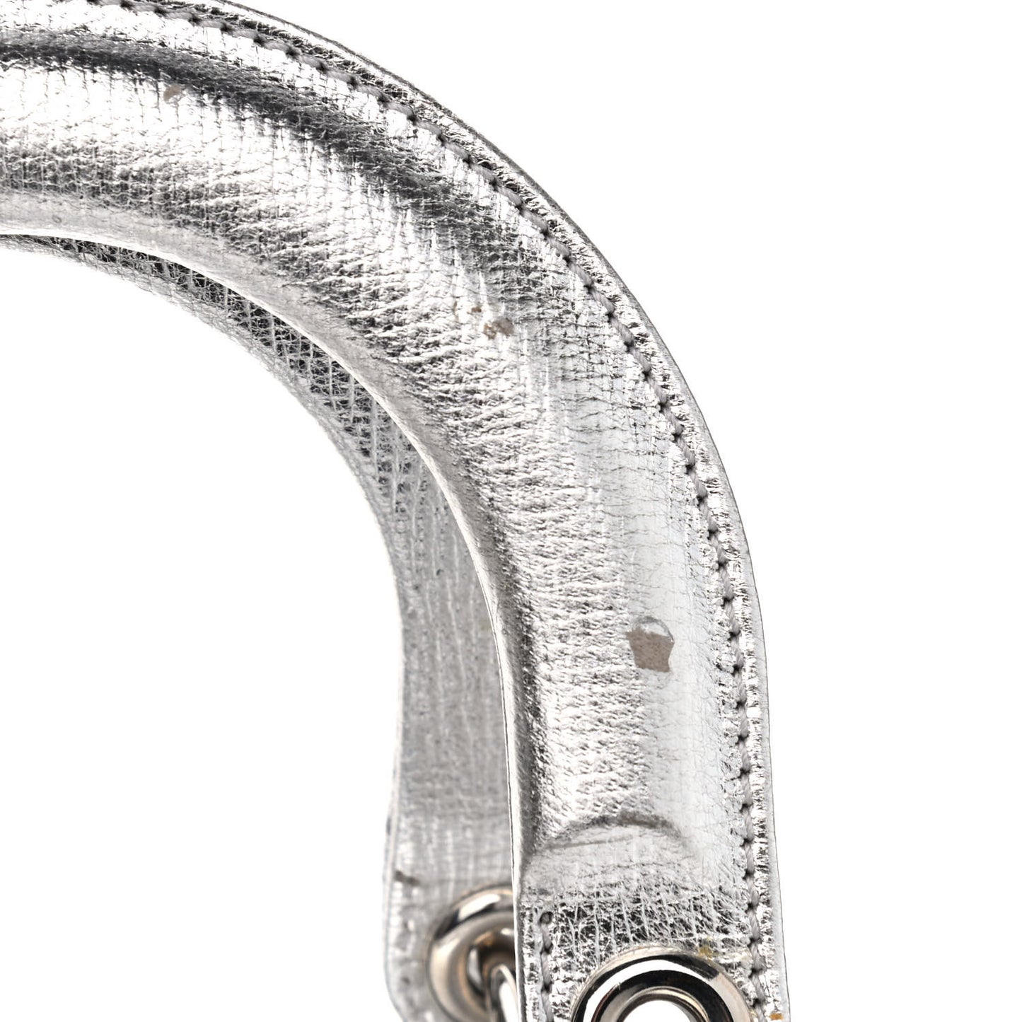 Metallic Grained Calfskin Cannage Small Lucky Badges My Lady Dior Silver