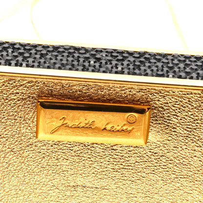 Judith Leiber Swarovski Crystal Glass Bead Minaudiere Clutch Black Multicolor 6 of 9