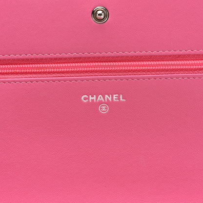 Chanel Faded Lambskin Quilted Zephyr Wallet on Chain WOC Dark Pink 6 of 14