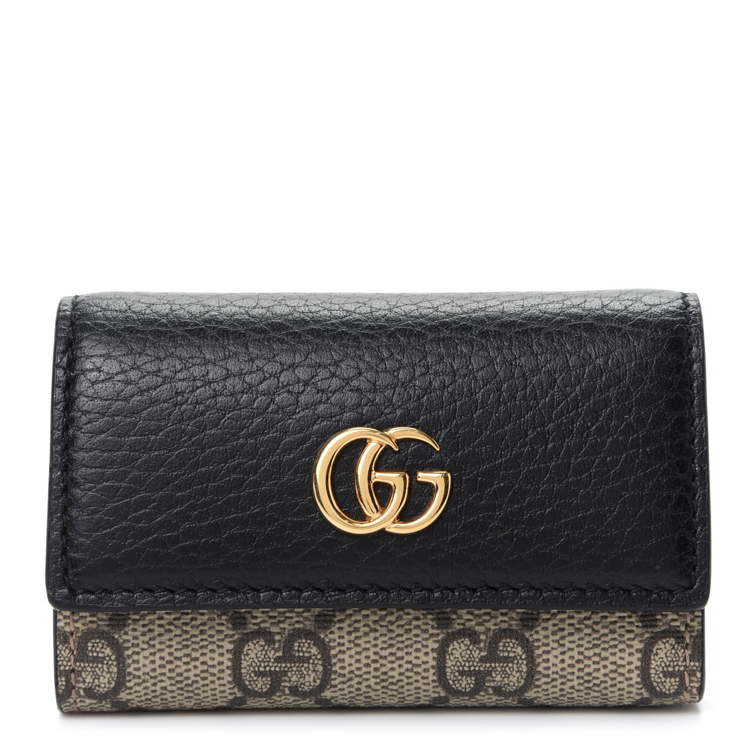 Gucci Dollar Calfskin GG Supreme Monogram GG Marmont 6 Key Holder Case Black Beige Ebony 1 of 8
