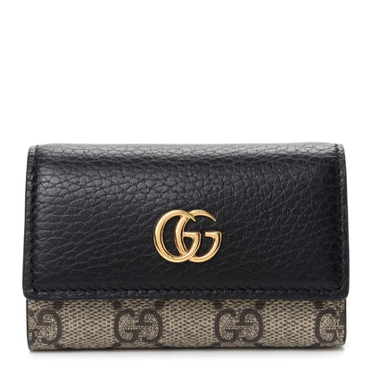 Gucci Dollar Calfskin GG Supreme Monogram GG Marmont 6 Key Holder Case Black Beige Ebony 1 of 8
