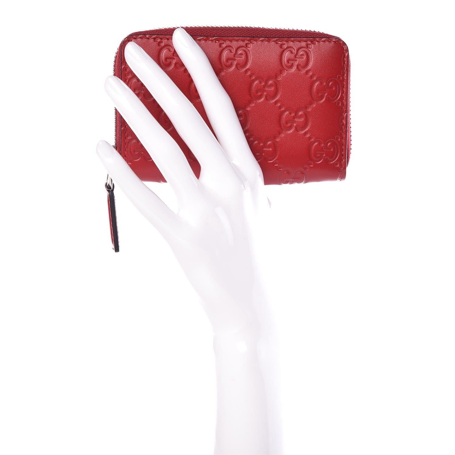 Gucci Guccissima Zip Around Card Case Red 2 of 6