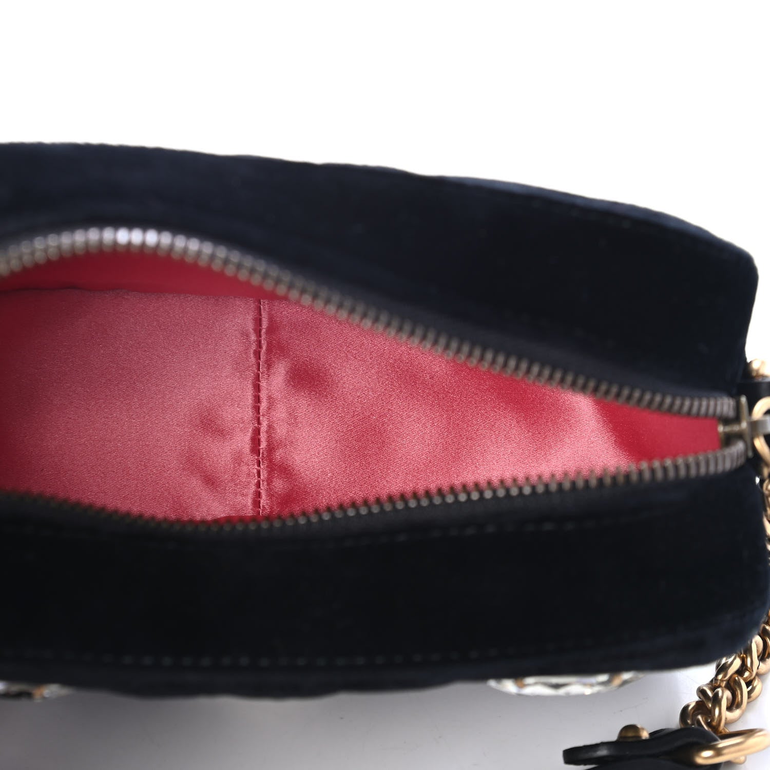 Gucci Velvet Matelasse Marquise Crystals Mini GG Marmont Chain Shoulder Bag Black 5 of 10