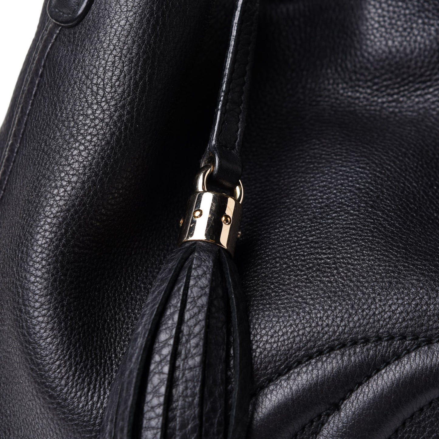 Pebbled Calfskin Large Soho Shoulder Bag Black