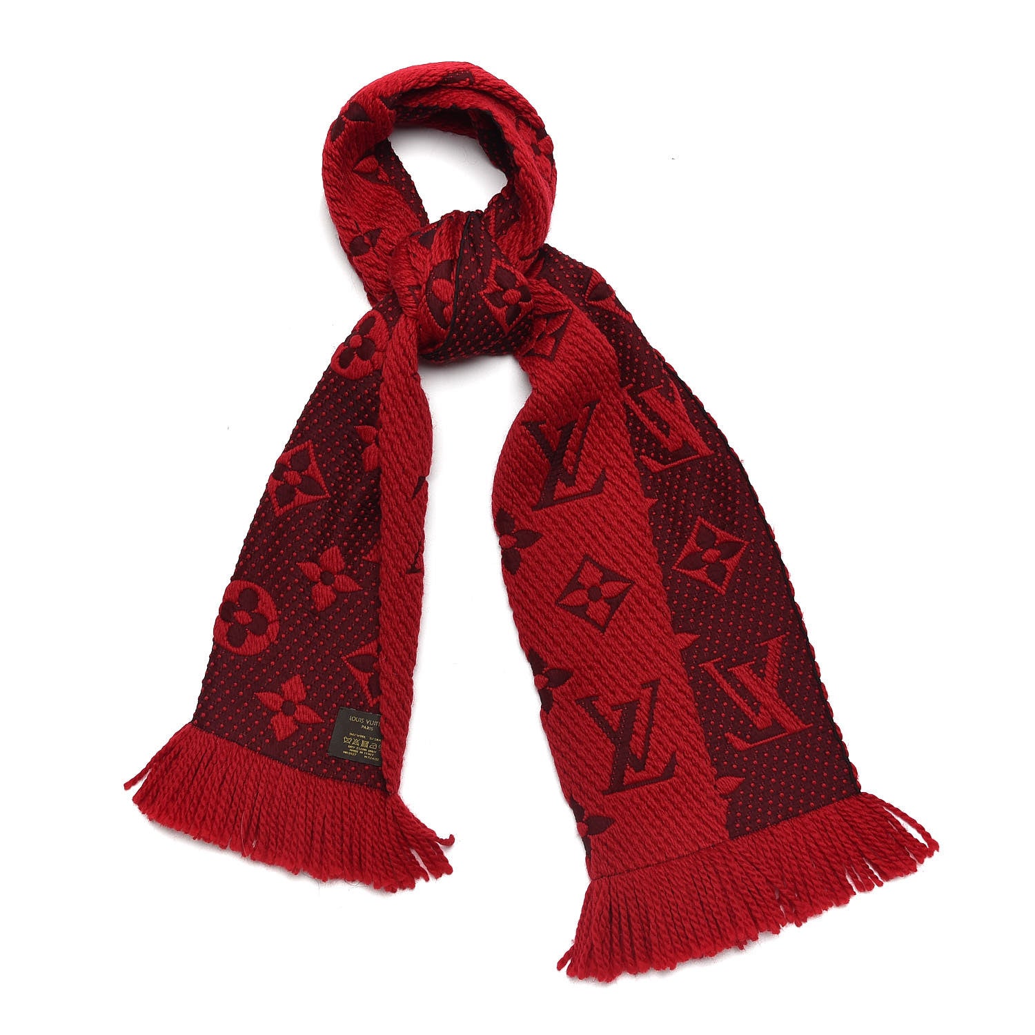 Louis Vuitton Wool Silk Logomania Scarf Rubis 1 of 4